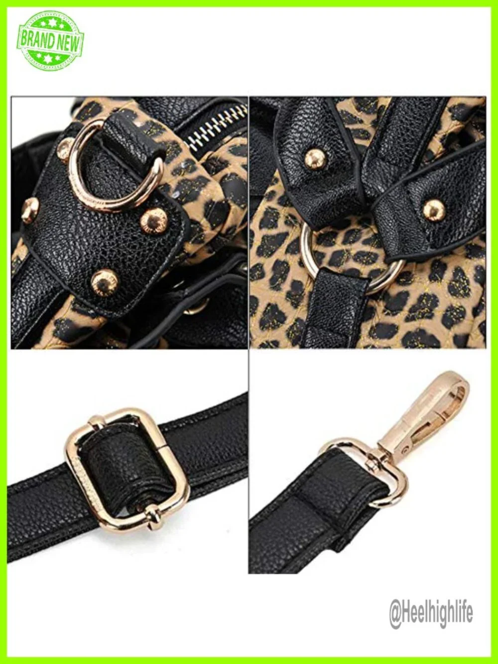 Sequined Leopard Print Faux Leather Hobo Bag with Tassels
